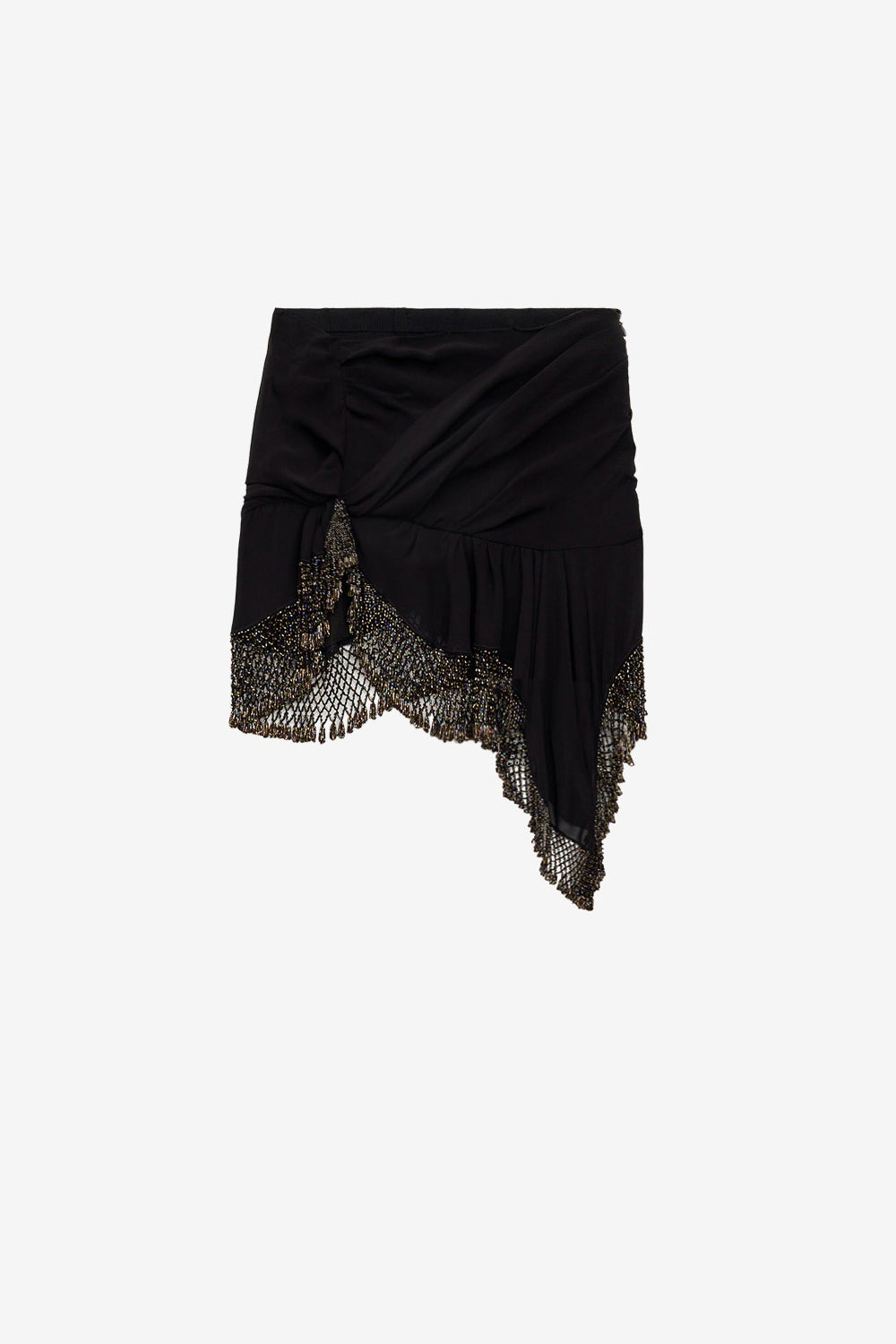 Enaya short silk scarf skirt - Black - Woman - 1