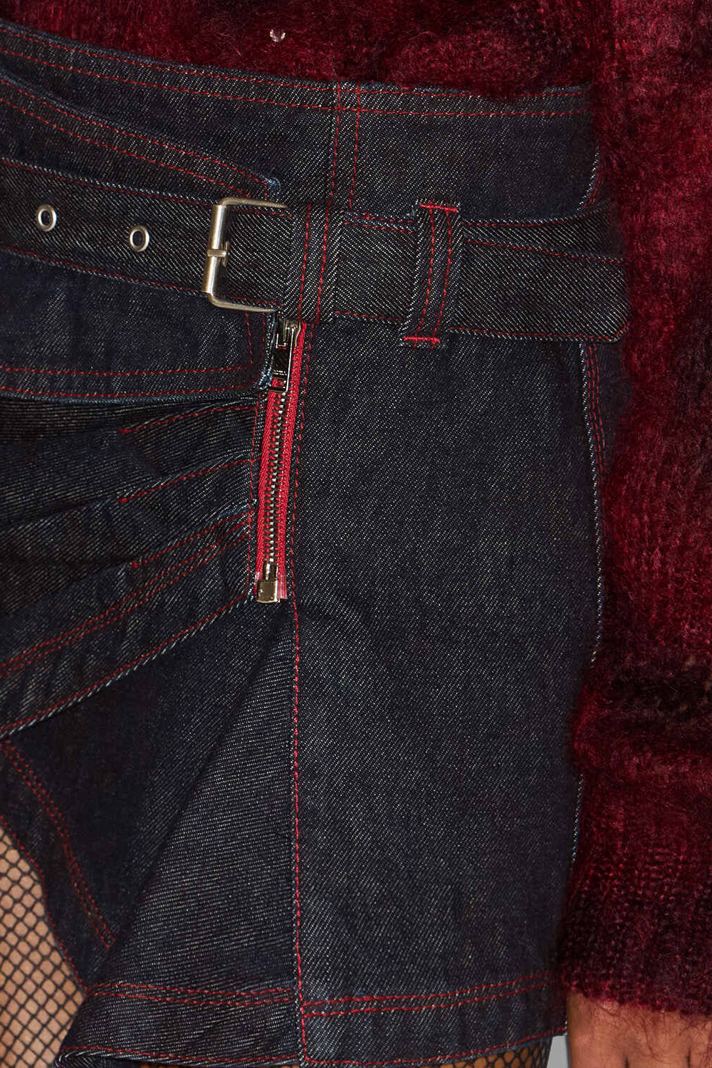 Mini-jupe drapé siyen en denim - Foncé nuit - Woman - 3