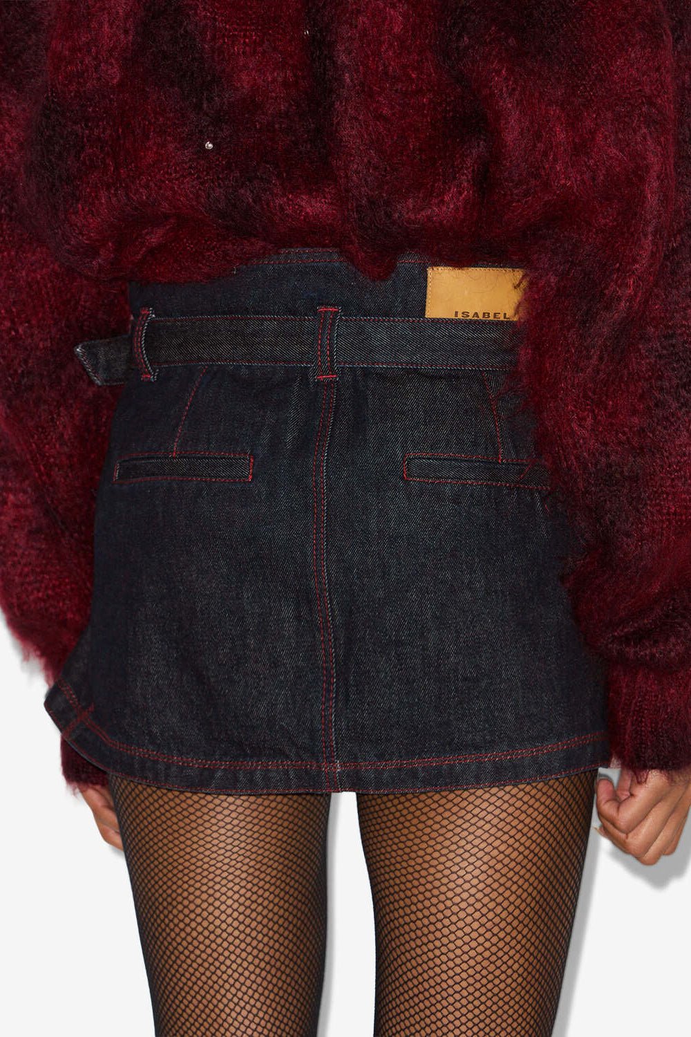 Mini-jupe drapé siyen en denim - Foncé nuit - Woman - 5