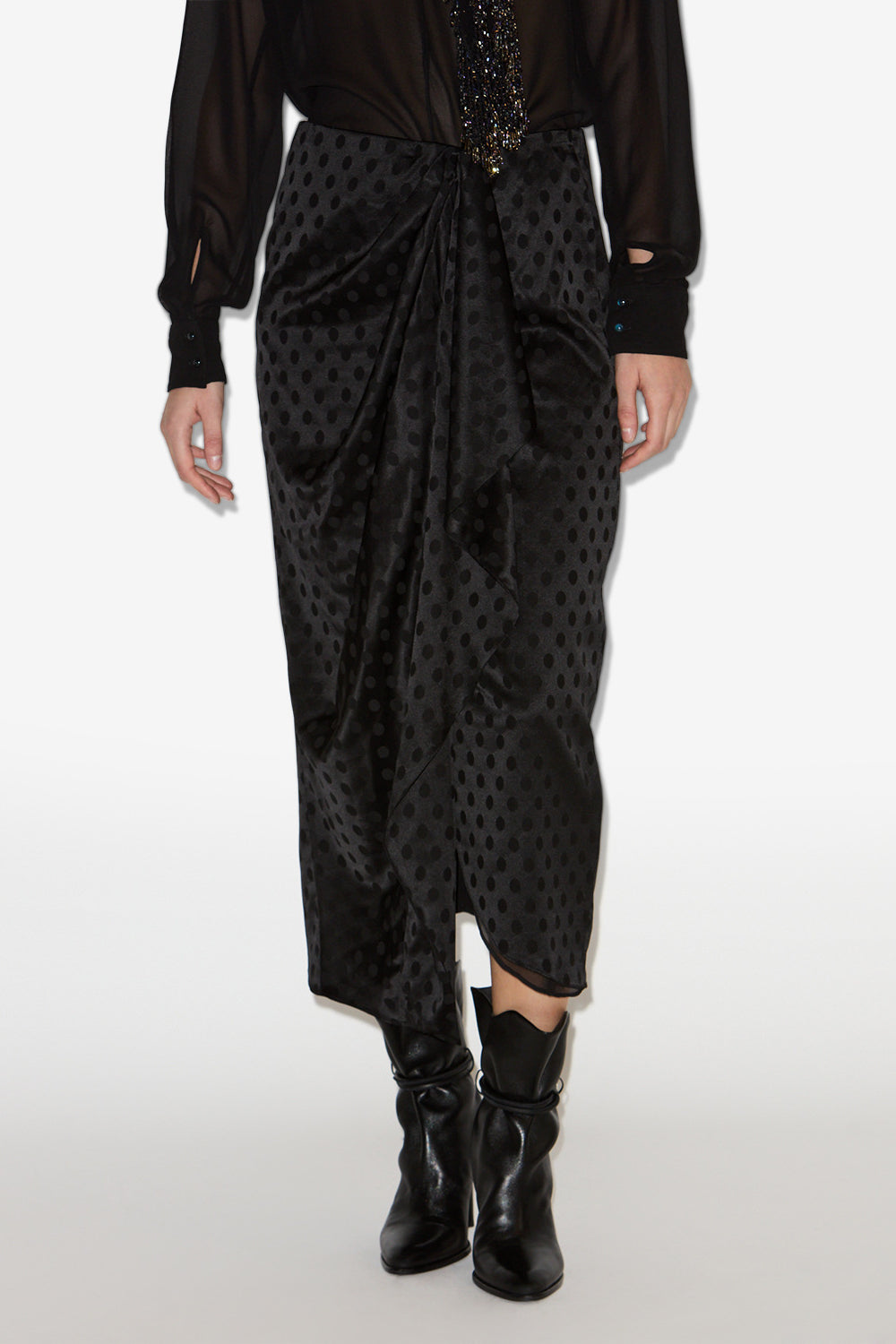 Breen long silk skirt - Black - Woman - 4