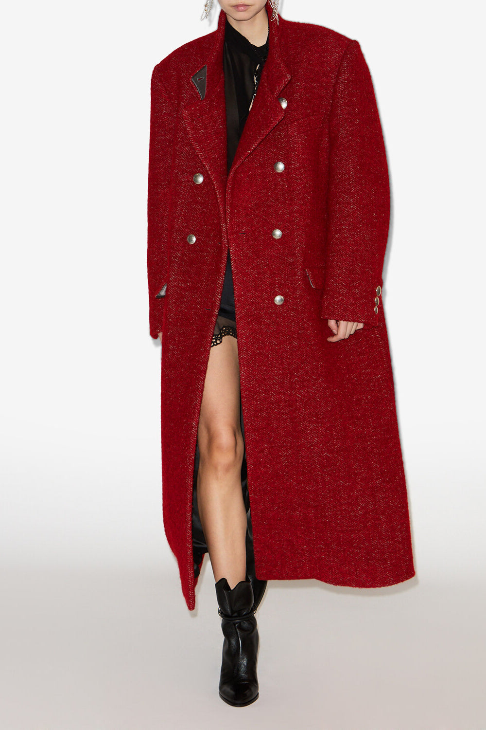 Manteau en laine brossée giusa - Deep red - Woman - 2