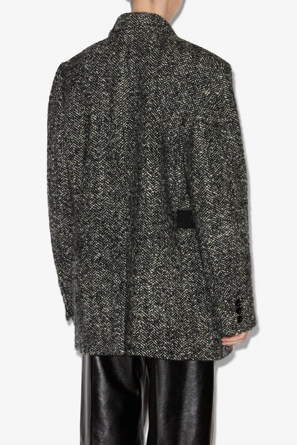 Ezzia short virgin wool jacket - Black and ecru - Woman - 5