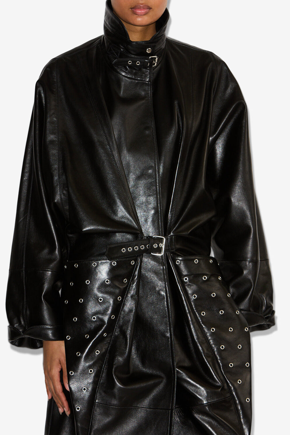 Manteau cesira en cuir - Noir - Woman - 4