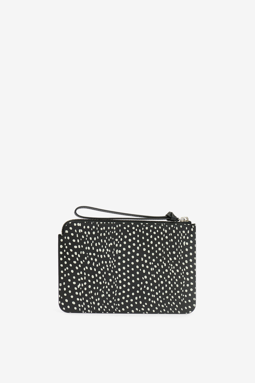 Flat pouch printed leather clutch bag - Black and ecru - Woman - 3