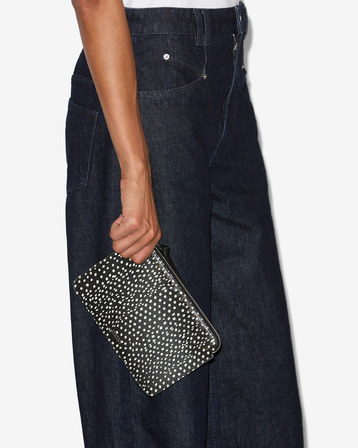 Petite maro flat pouch Woman Black and ecru 3