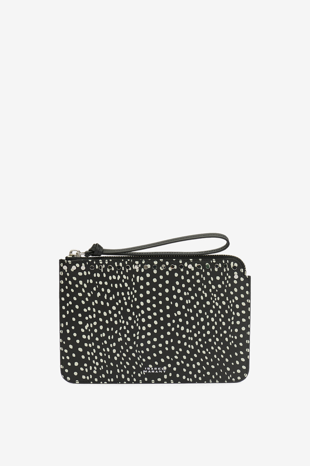Pochette flat pouch en cuir imprimé - Noir et écru - Woman - 1