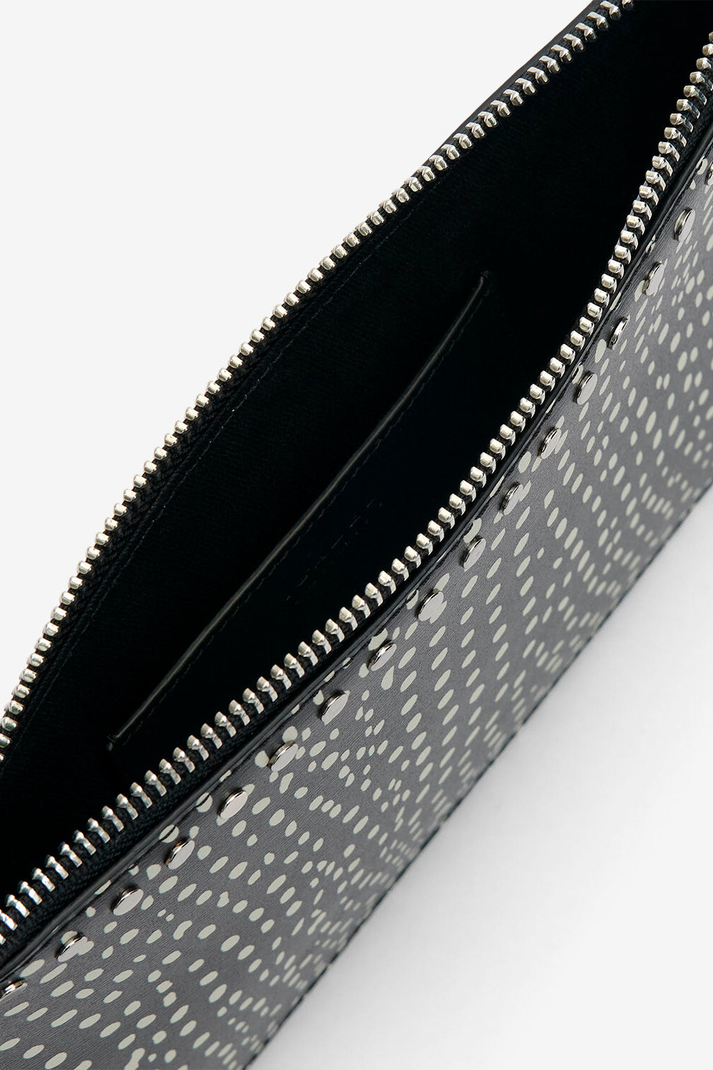 Flat pouch printed leather clutch bag - Black and ecru - Woman - 5