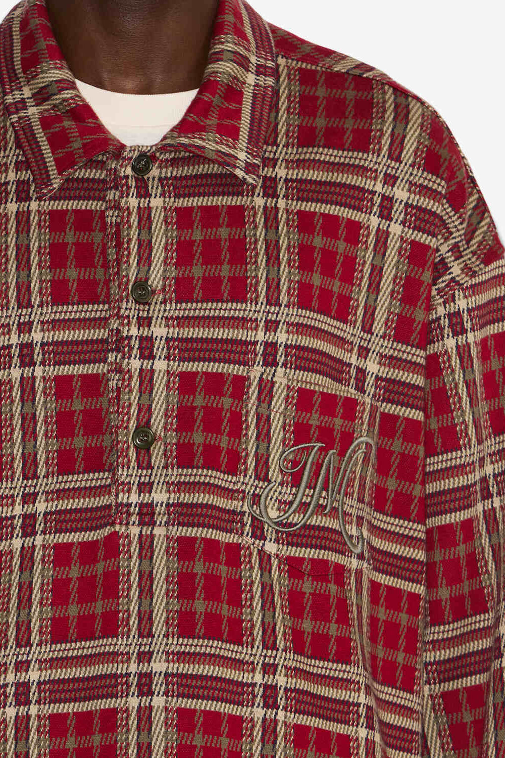 Camisa con estampado de tartán orelien - Deep red - Man - 3