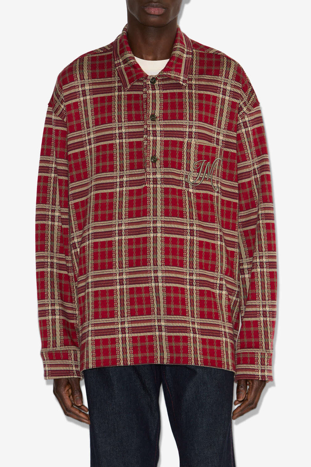 Camisa con estampado de tartán orelien - Deep red - Man - 4
