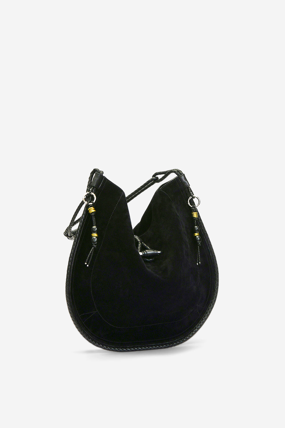 Oskan hobo soft suede leather bag - Black and silver - Woman - 5