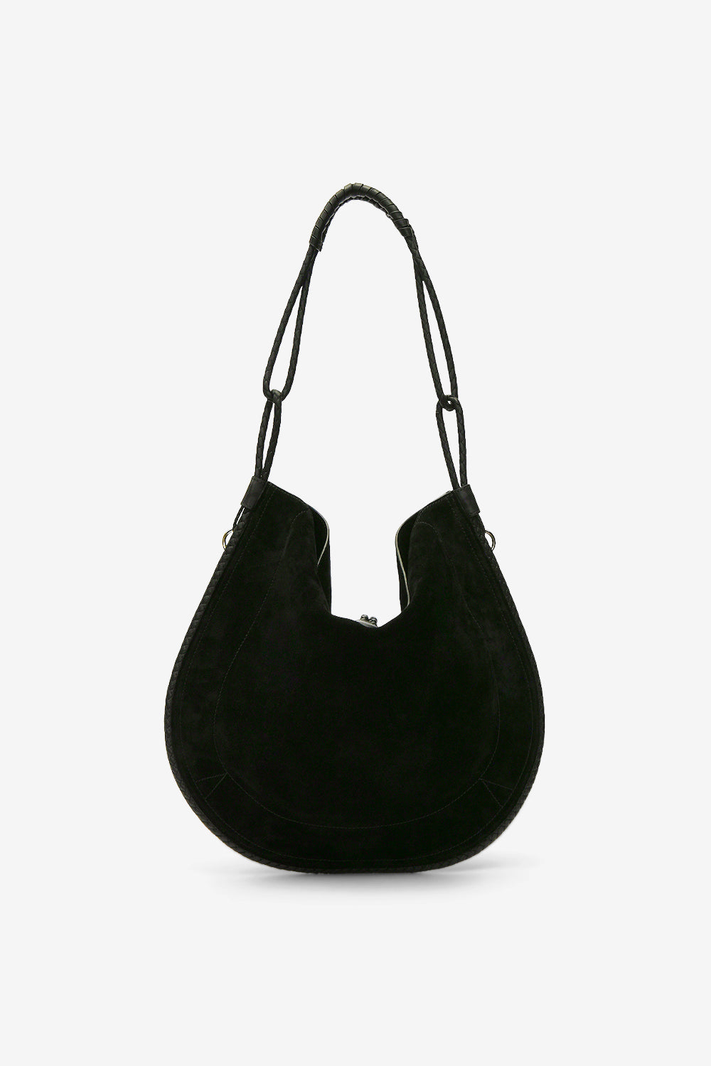 Oskan hobo soft suede leather bag - Black and silver - Woman - 2