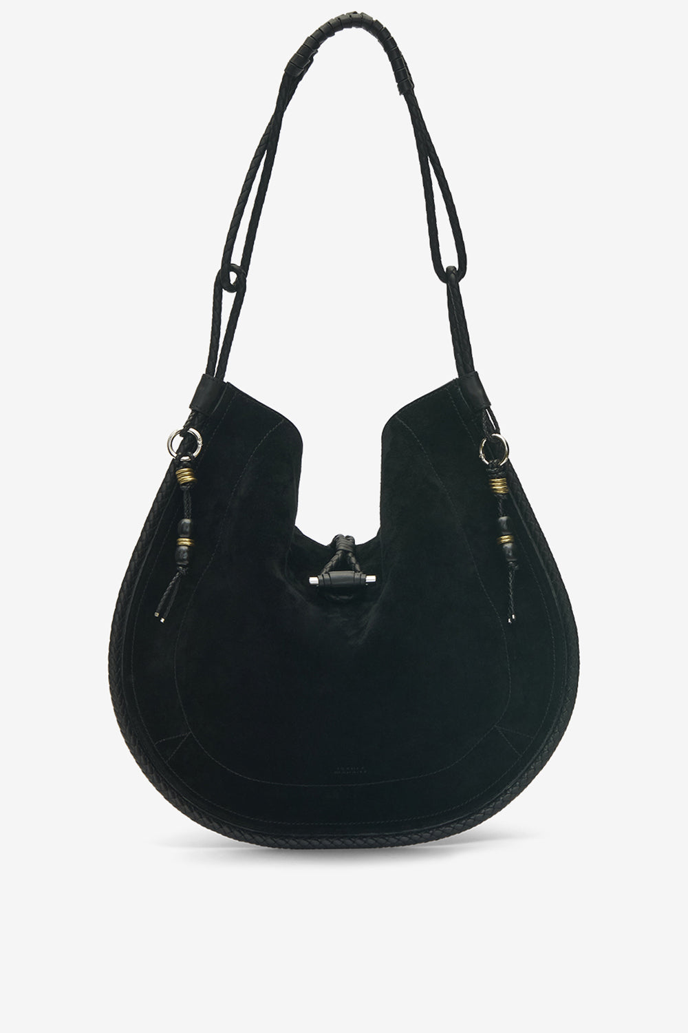 Oskan hobo soft suede leather bag - Black and silver - Woman - 1