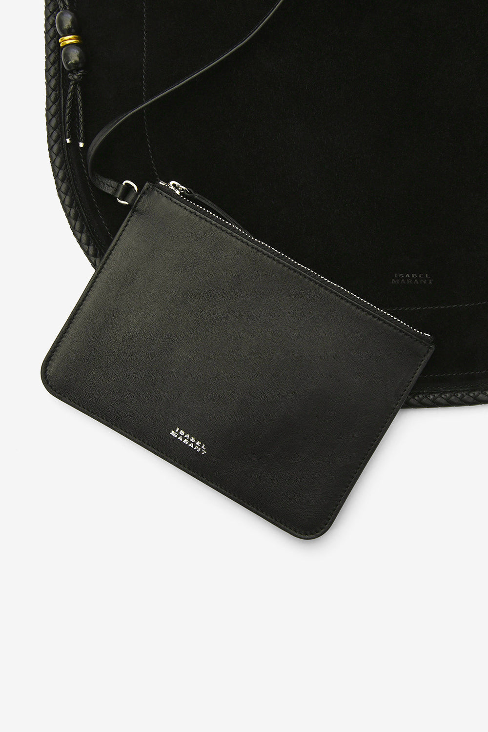 Oskan hobo soft suede leather bag - Black and silver - Woman - 3