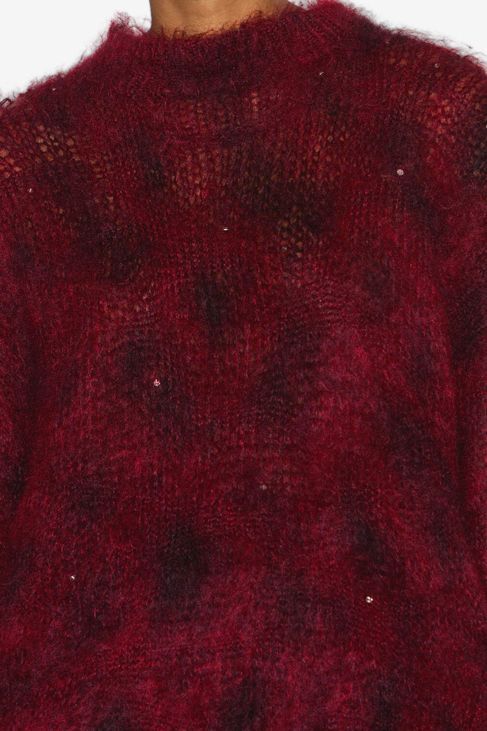 Mickaella long beaded mohair sweater - Deep red - Woman - 3