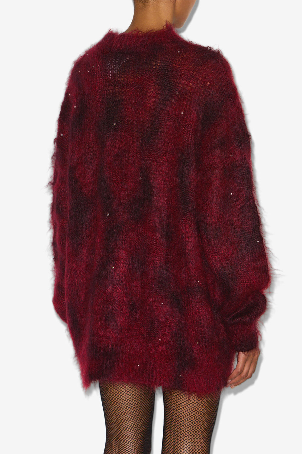 Mickaella long beaded mohair sweater - Deep red - Woman - 5