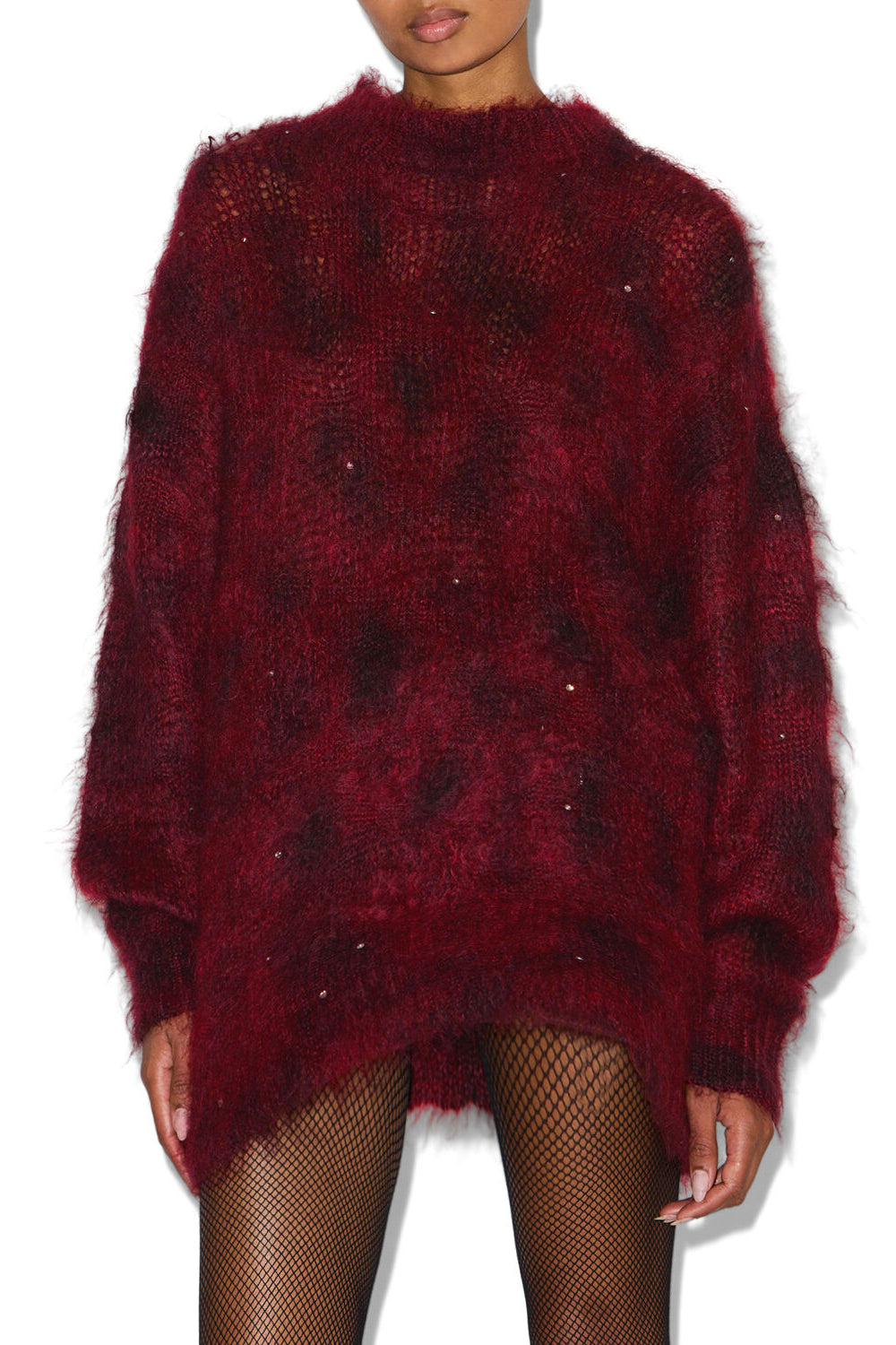 Mickaella long beaded mohair sweater - Deep red - Woman - 4