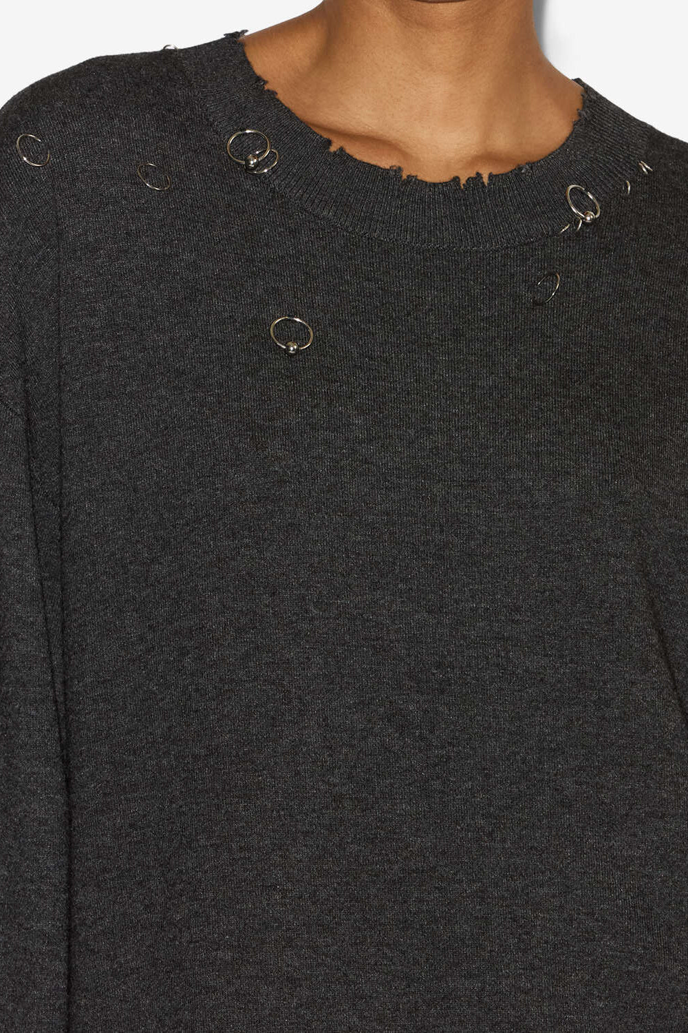 Cassandre wool sweater with rings - Anthracite - Woman - 3