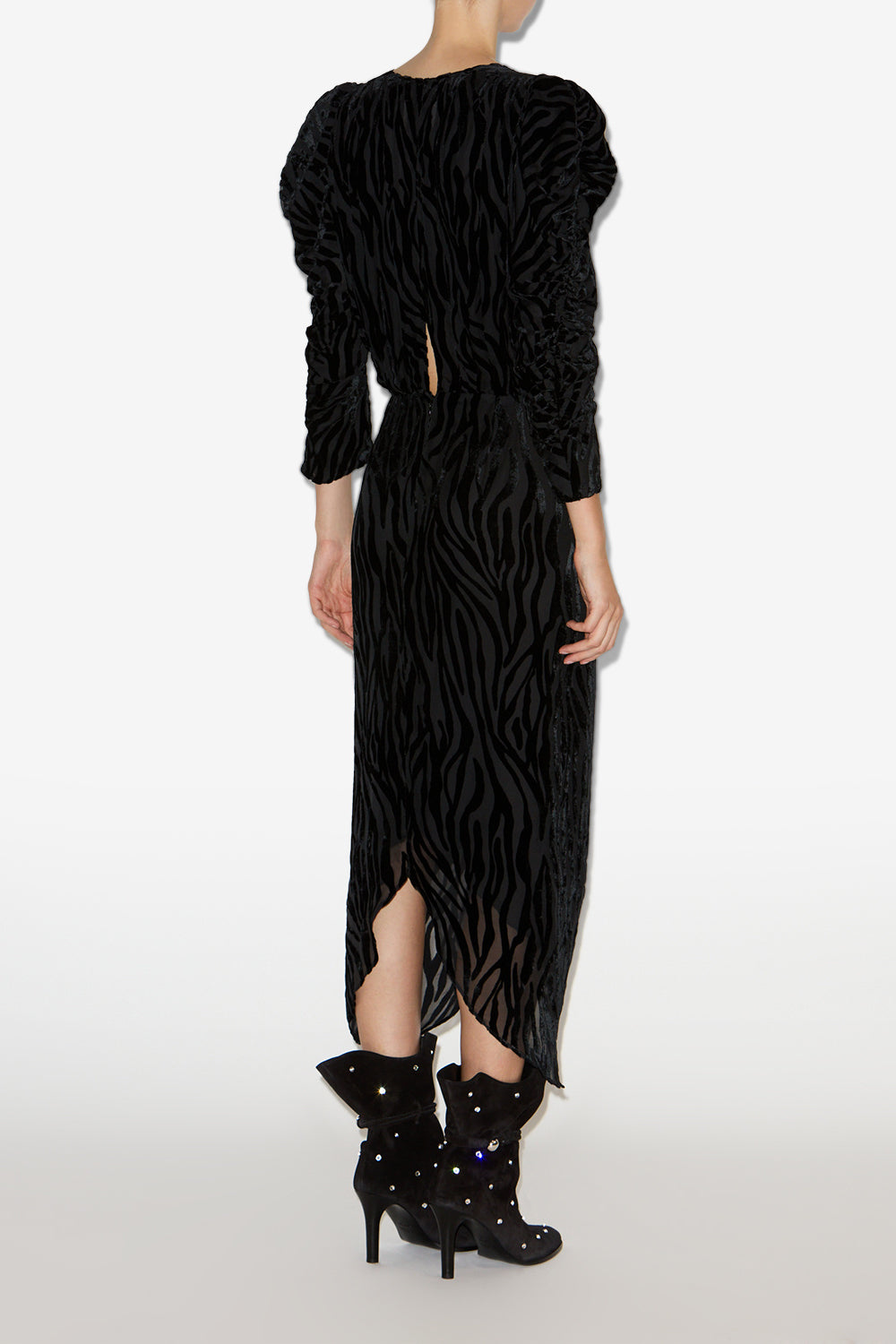 Nemil long zebra pattern dress - Black - Woman - 4