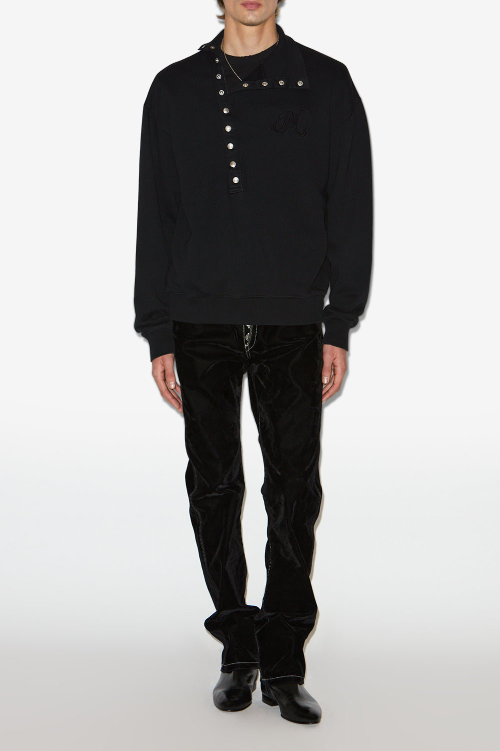 Sudadera corta marcos con cuello alto - Negro - Man - 2