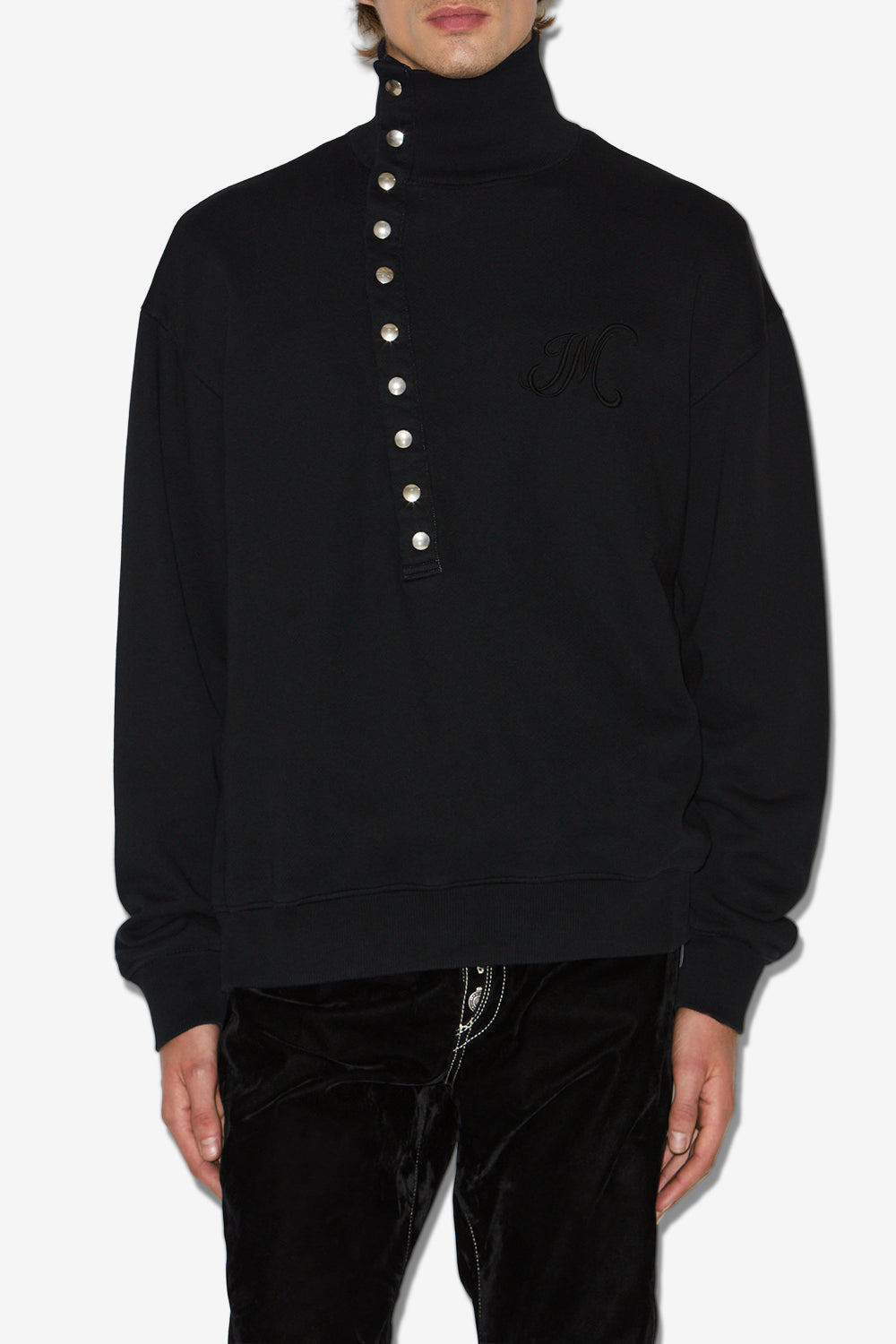Sudadera corta marcos con cuello alto - Negro - Man - 4