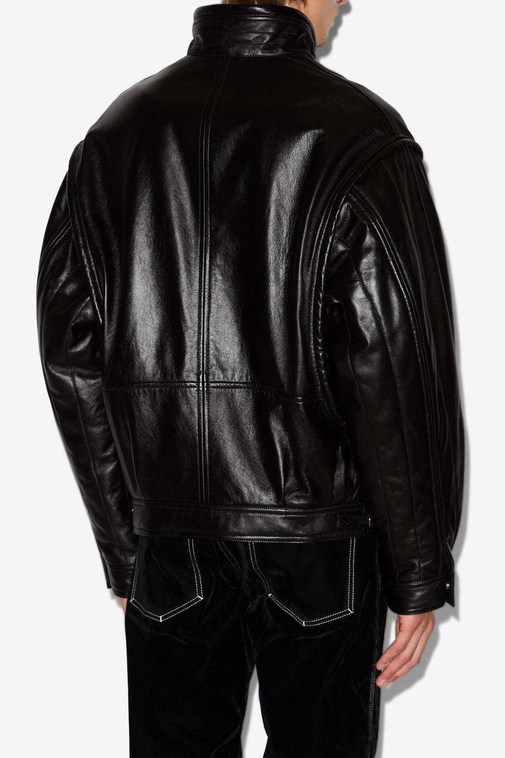 Chaqueta vintage de cuero suave yosri - Negro - Man - 5