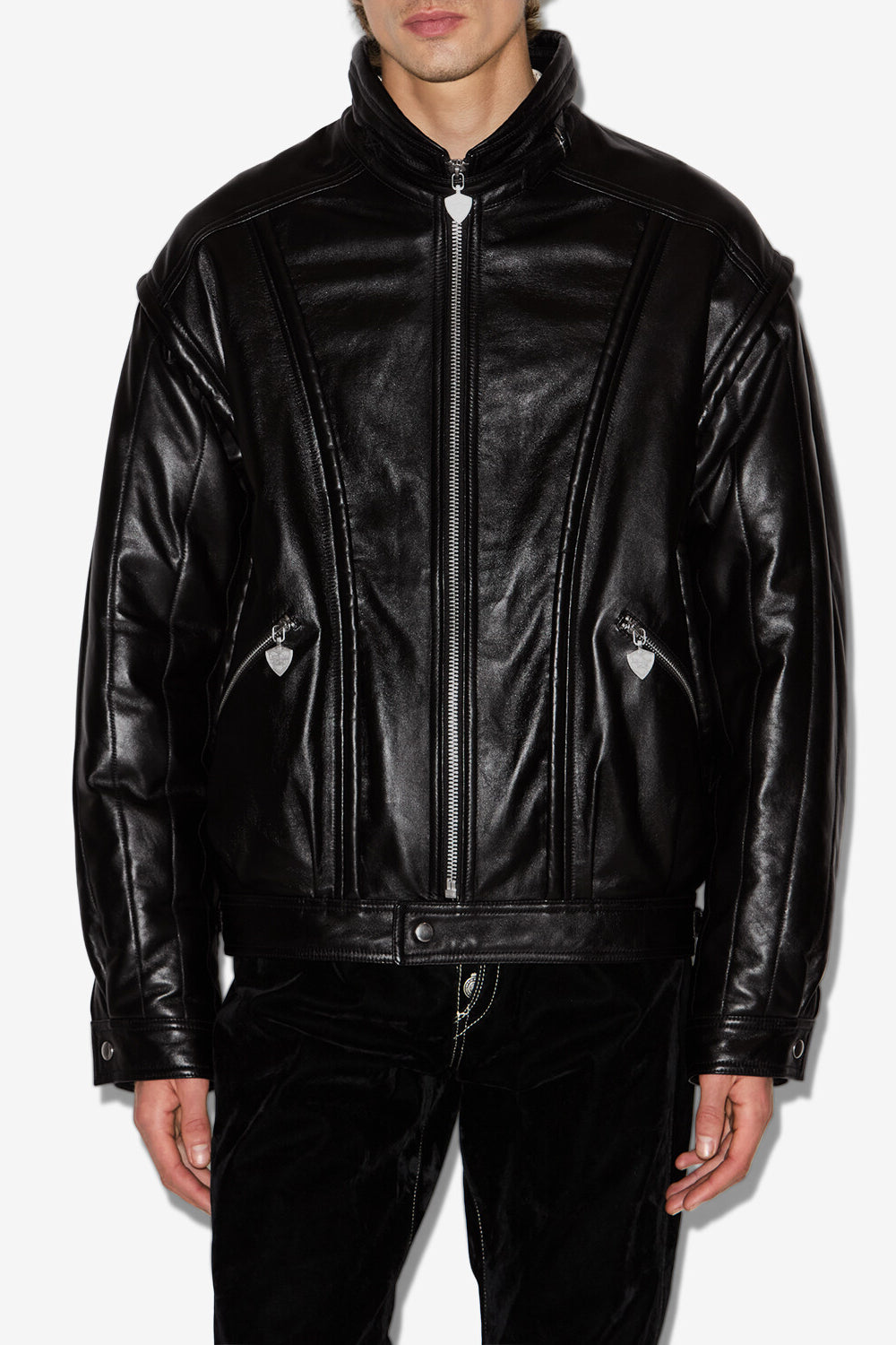 Chaqueta vintage de cuero suave yosri - Negro - Man - 4
