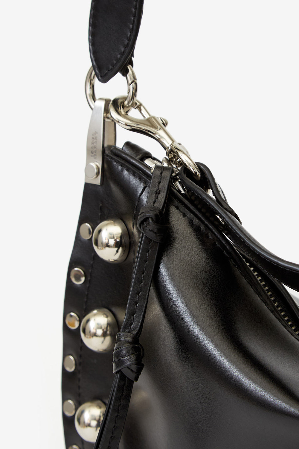 Oskan soft zip bag in studded cowhide leather - Black - Woman - 6