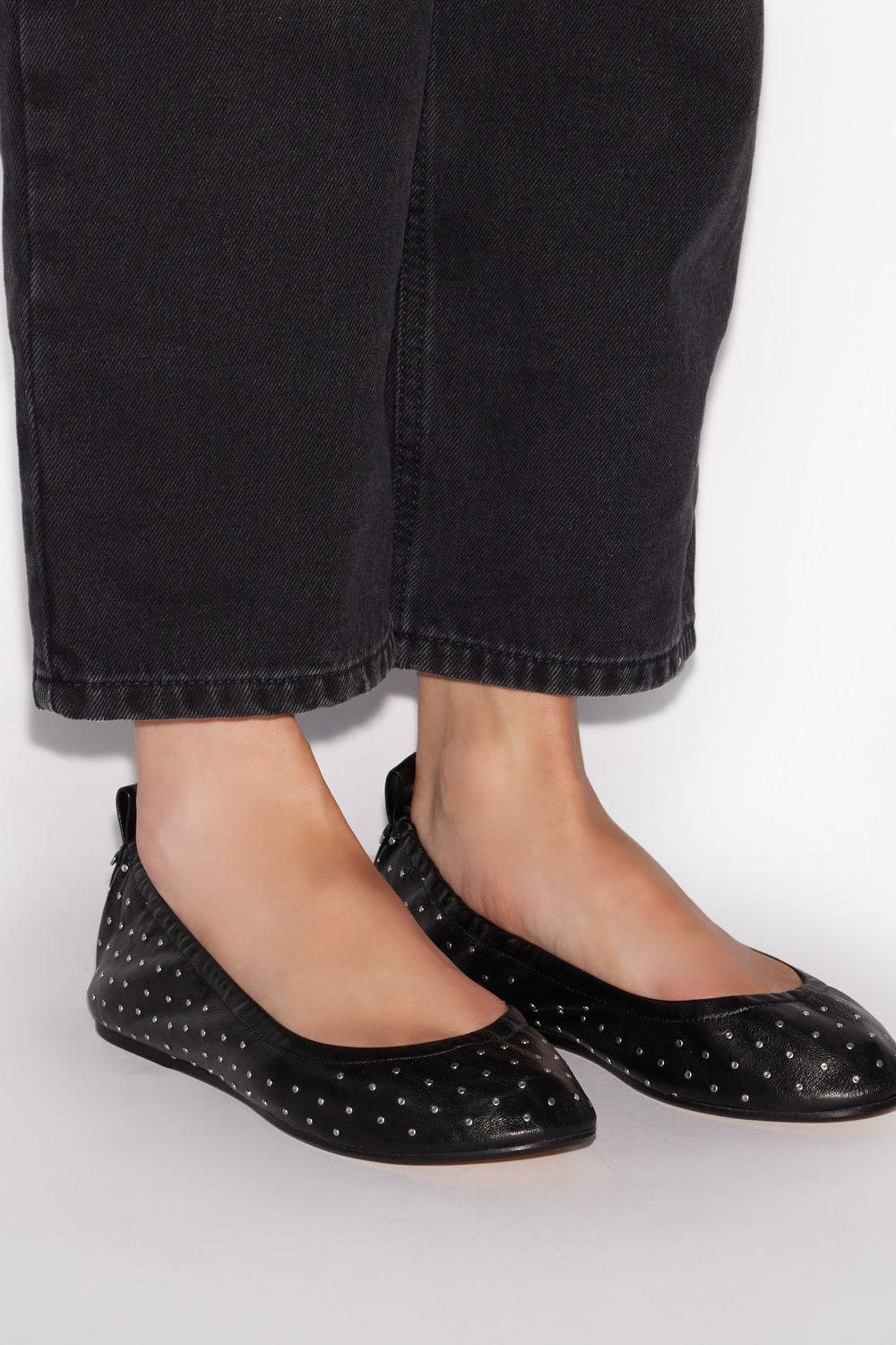 Belna studded leather ballet flats - Black - Woman - 5