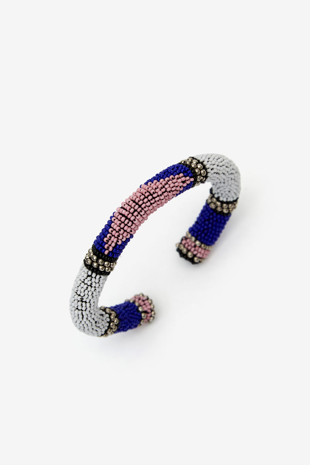 Nuna beaded cuff bracelet - White and silver - Woman - 1