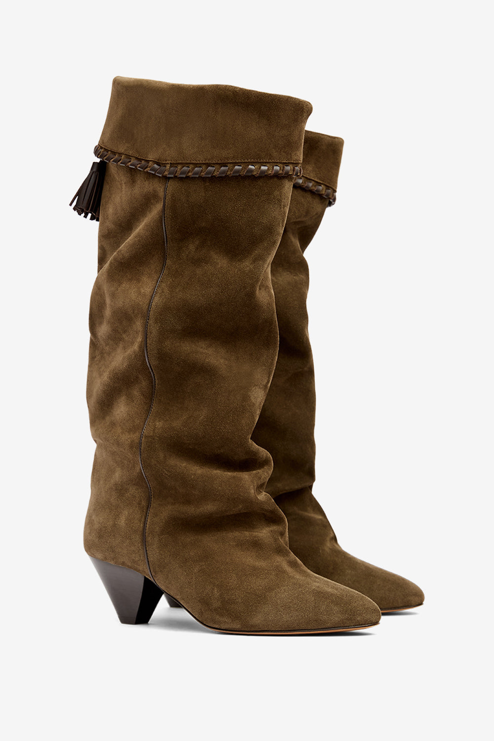 Elita draped suede calfskin leather boots - Bronze - Woman - 3