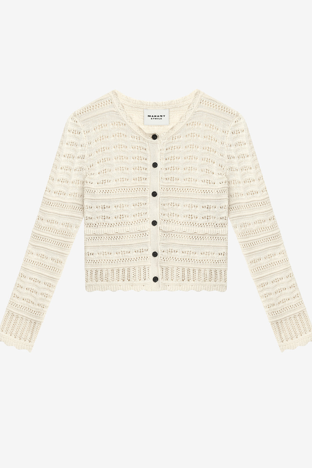 Ajaline short openwork knit cardigan - Ecru - Woman - 1