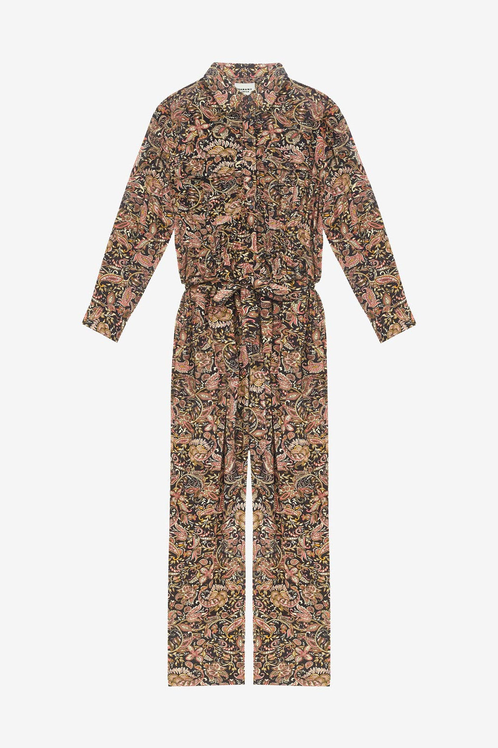 Ziya flowing printed jumpsuit - Black-ochre - Woman - 1