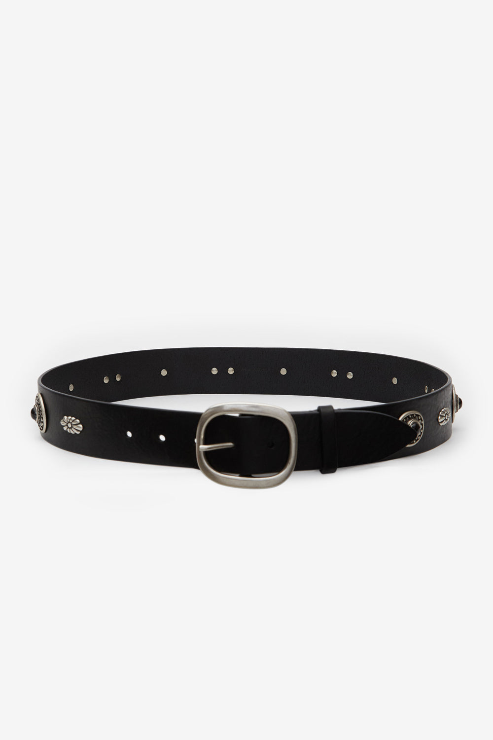 Cinturón western studs de cuero suave con adornos - Negro - Man - 1