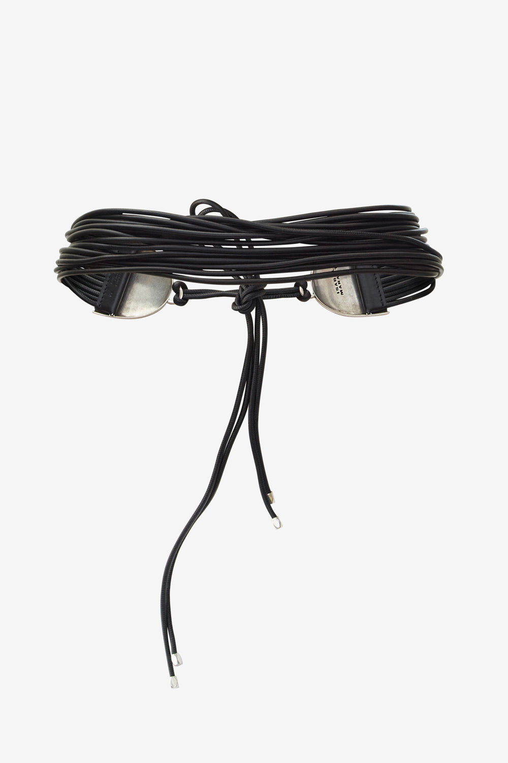 Cinturón para anudar en piel de cordero - Black and silver - Woman - 2