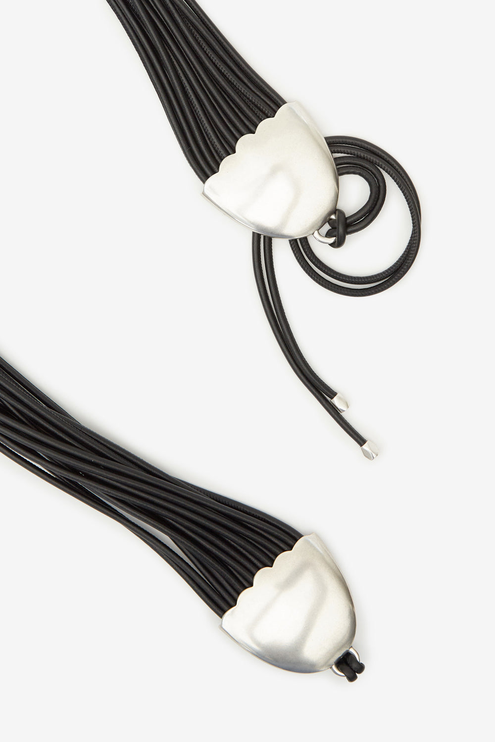 Cinturón para anudar en piel de cordero - Black and silver - Woman - 3