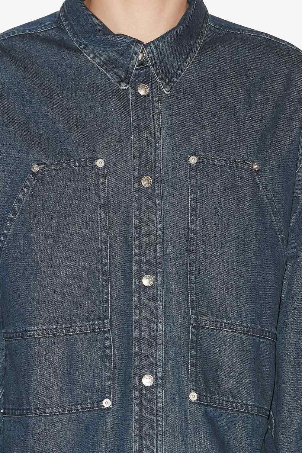 Hemd owenn aus leichtem denim - Blau - Man - 3