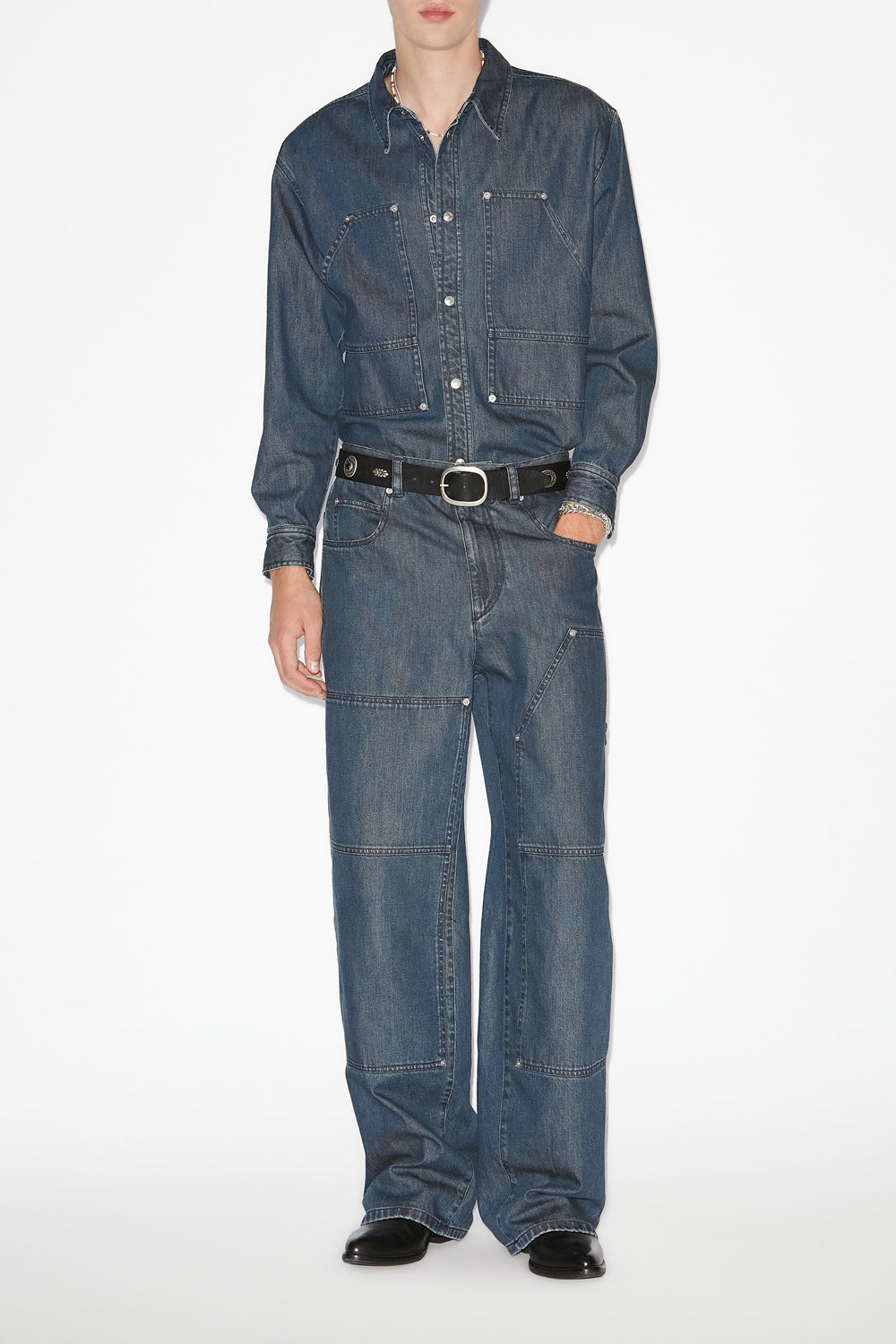 Hemd owenn aus leichtem denim - Blau - Man - 2