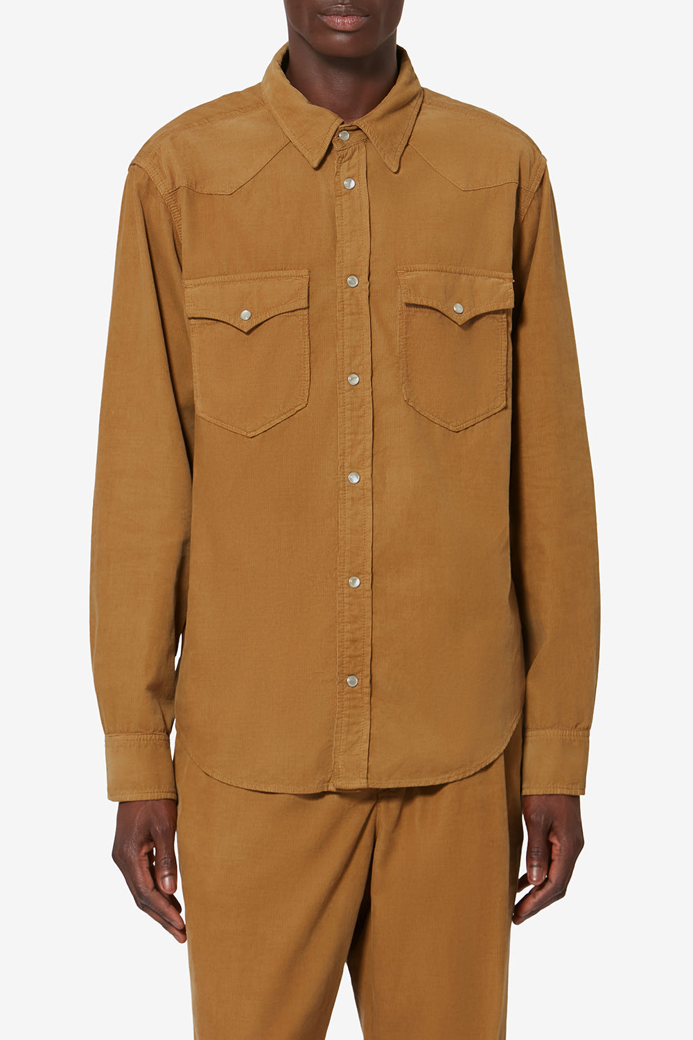 Camicia western in velluto a coste vasco - Light bronze - Man - 4