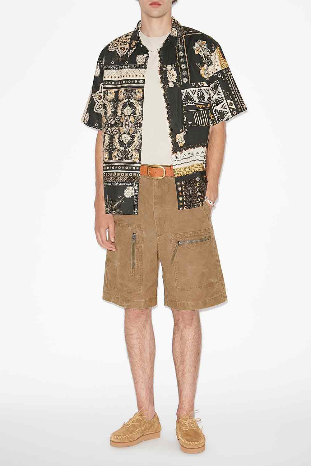 Camicia garlonn stampata a maniche corte - Black-ochre - Man - 2