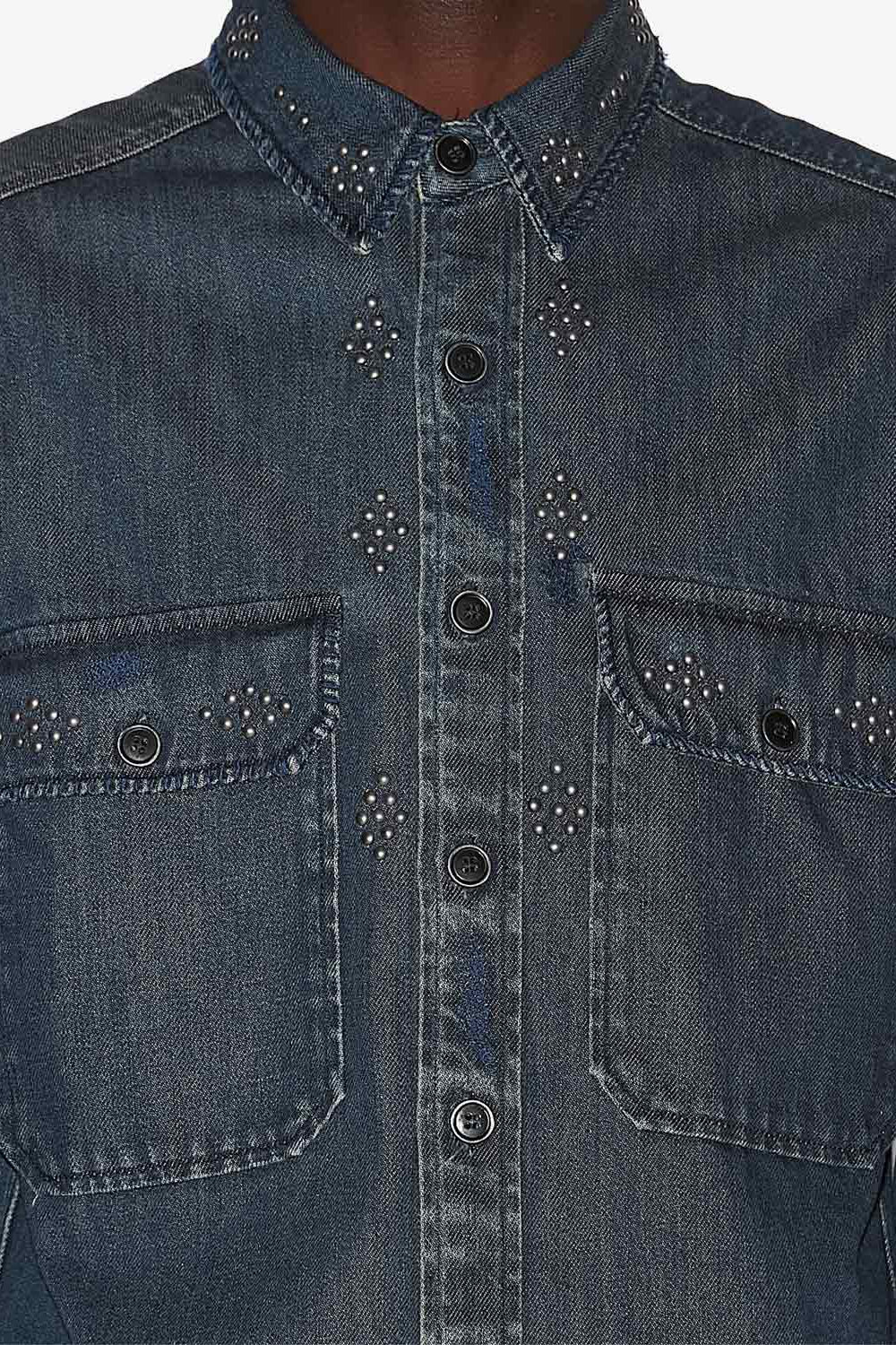 Hemd osco aus denim mit nieten - Blau - Man - 3