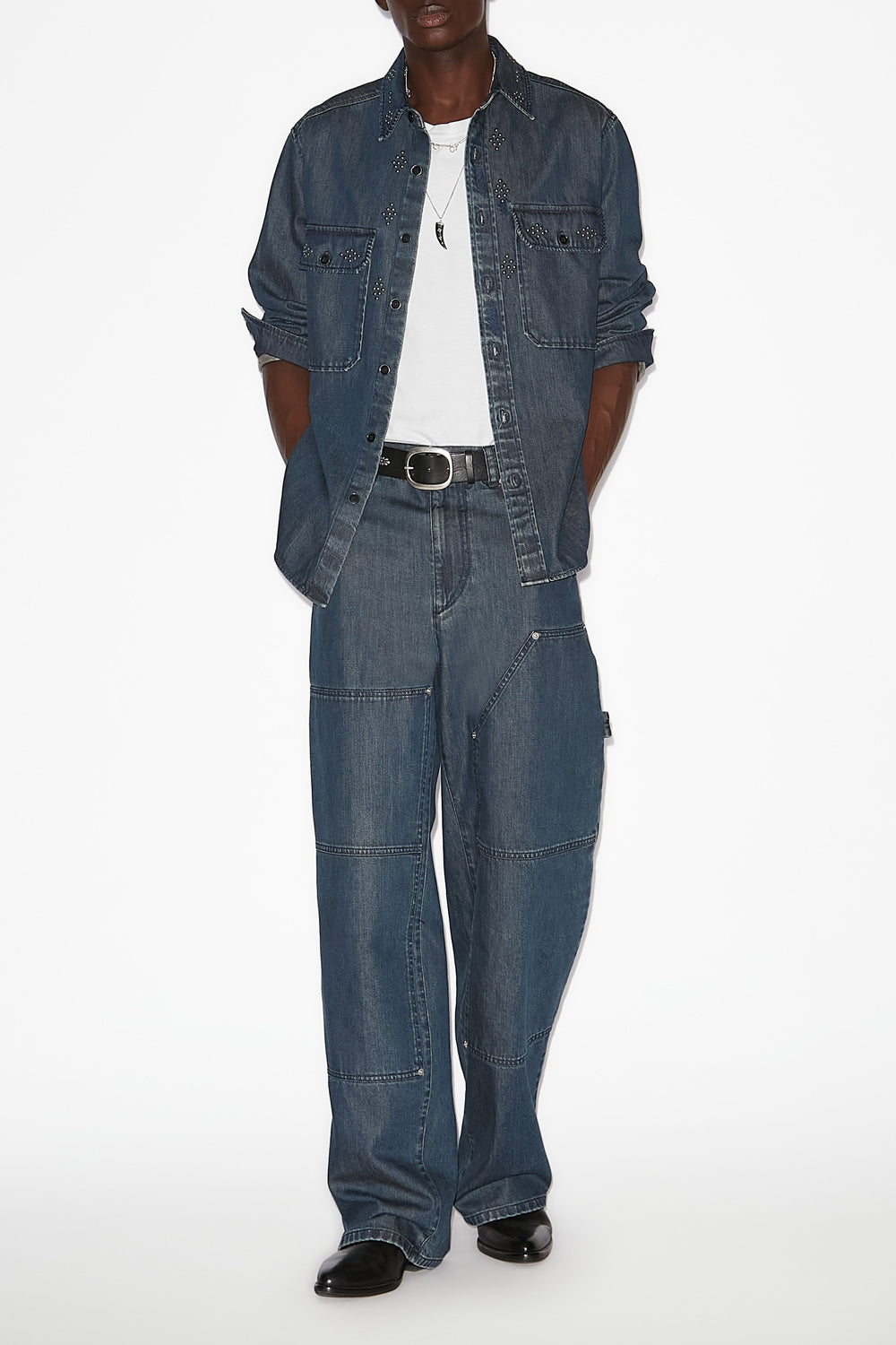 Hemd osco aus denim mit nieten - Blau - Man - 2