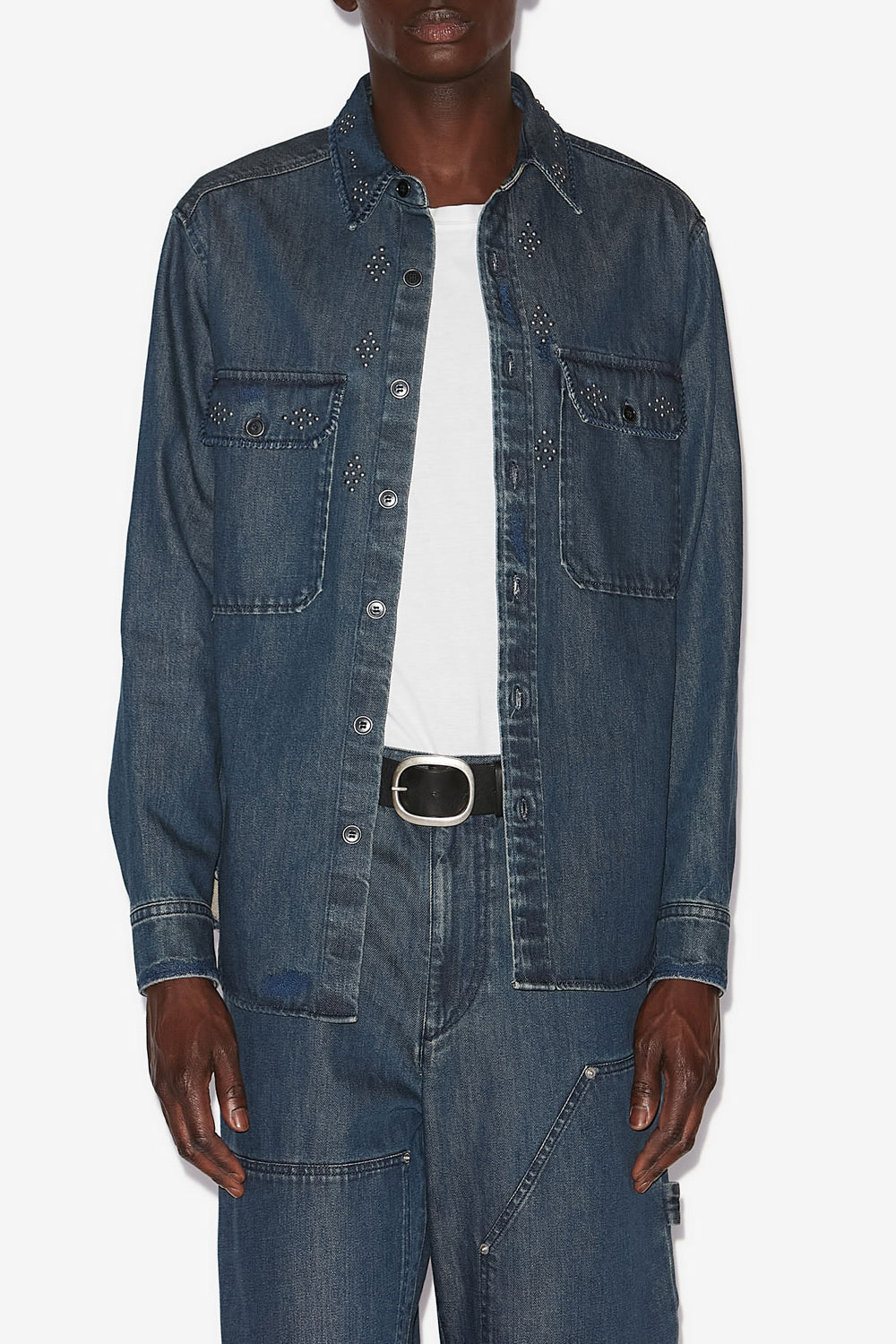 Hemd osco aus denim mit nieten - Blau - Man - 4