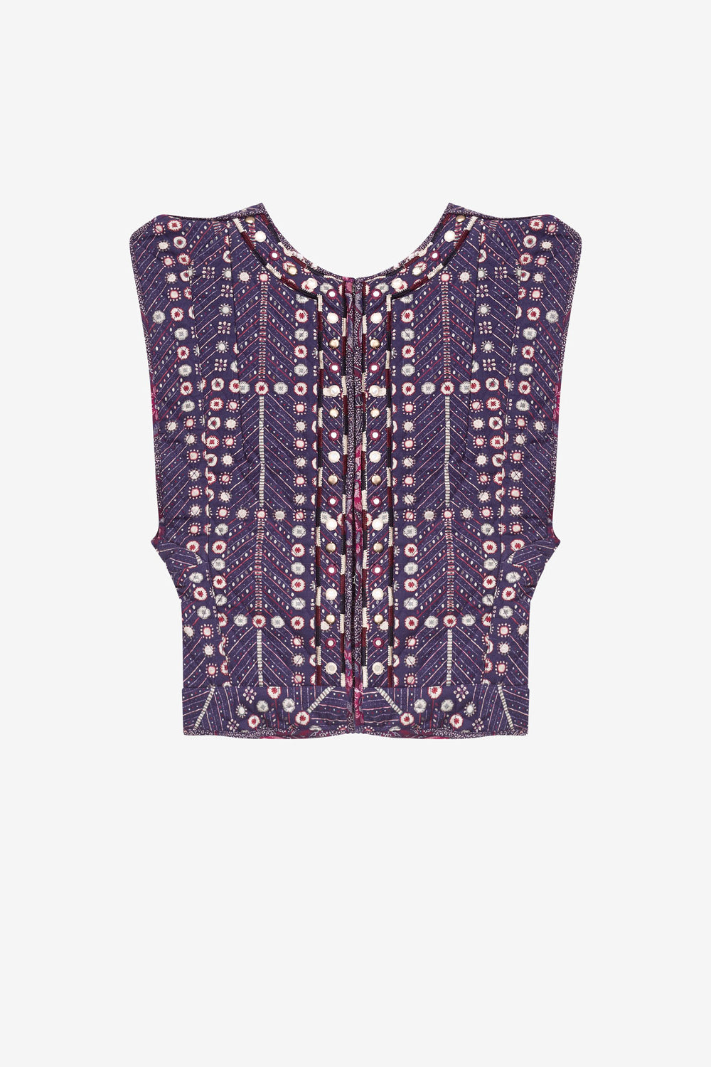 Cerza short printed and embroidered cotton cardigan - Purple - Woman - 1