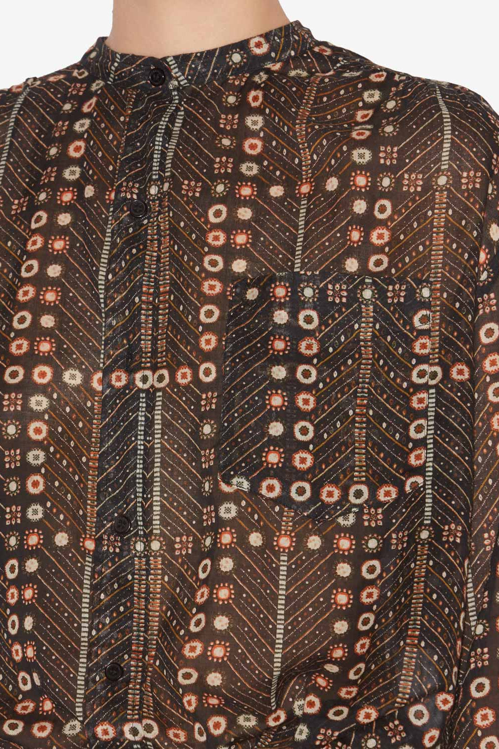 Mexika printed cotton voile blouse - Black - Woman - 3