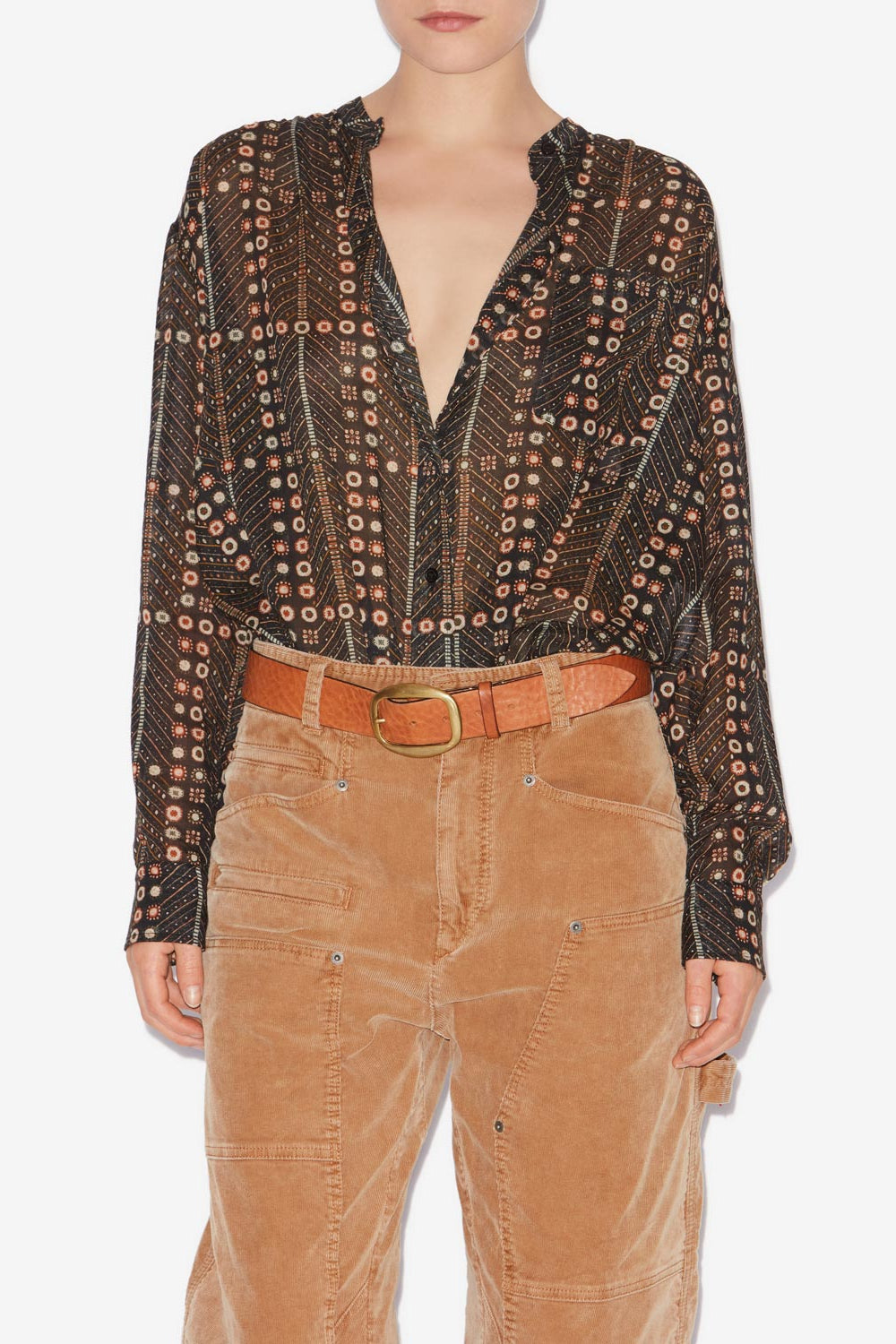 Mexika printed cotton voile blouse - Black - Woman - 4