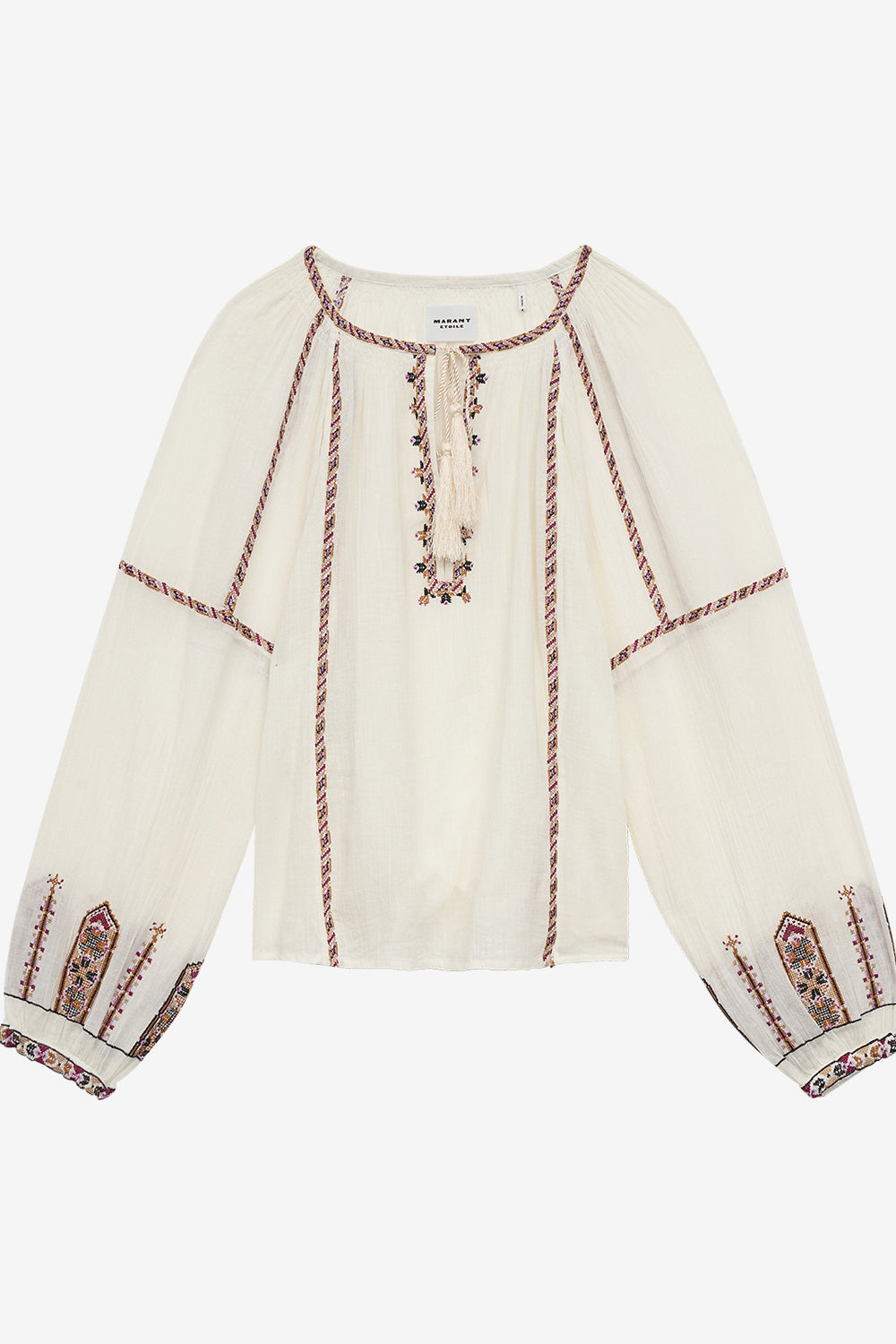 Fernanda embroidered gauze top - Ecru-ochre - Woman