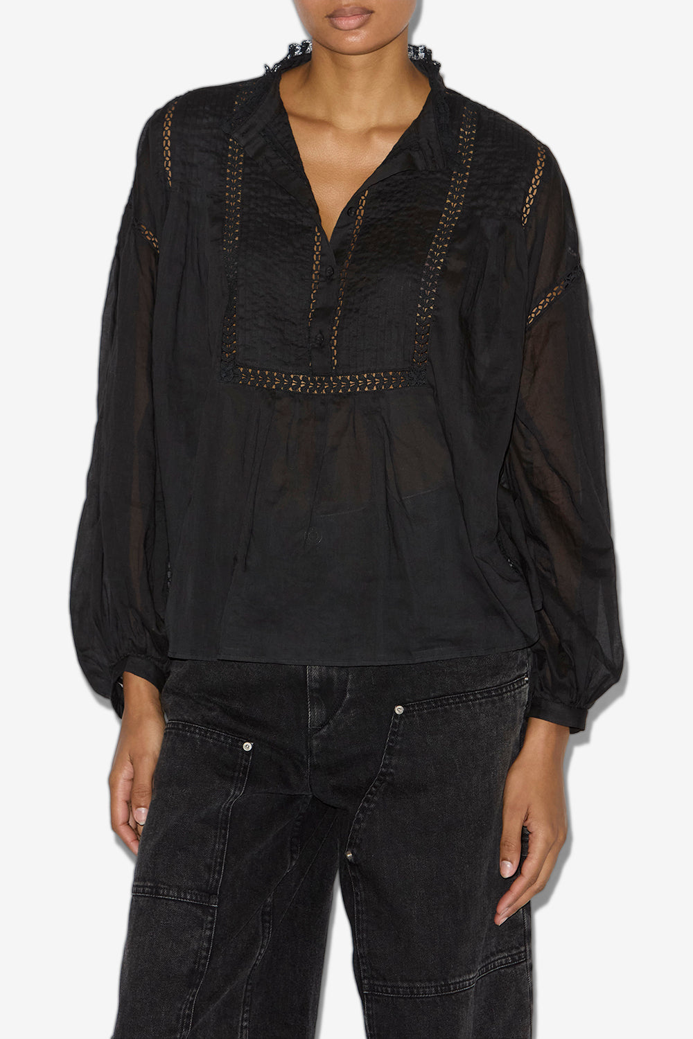 Disia cotton voile blouse - Black - Woman - 3
