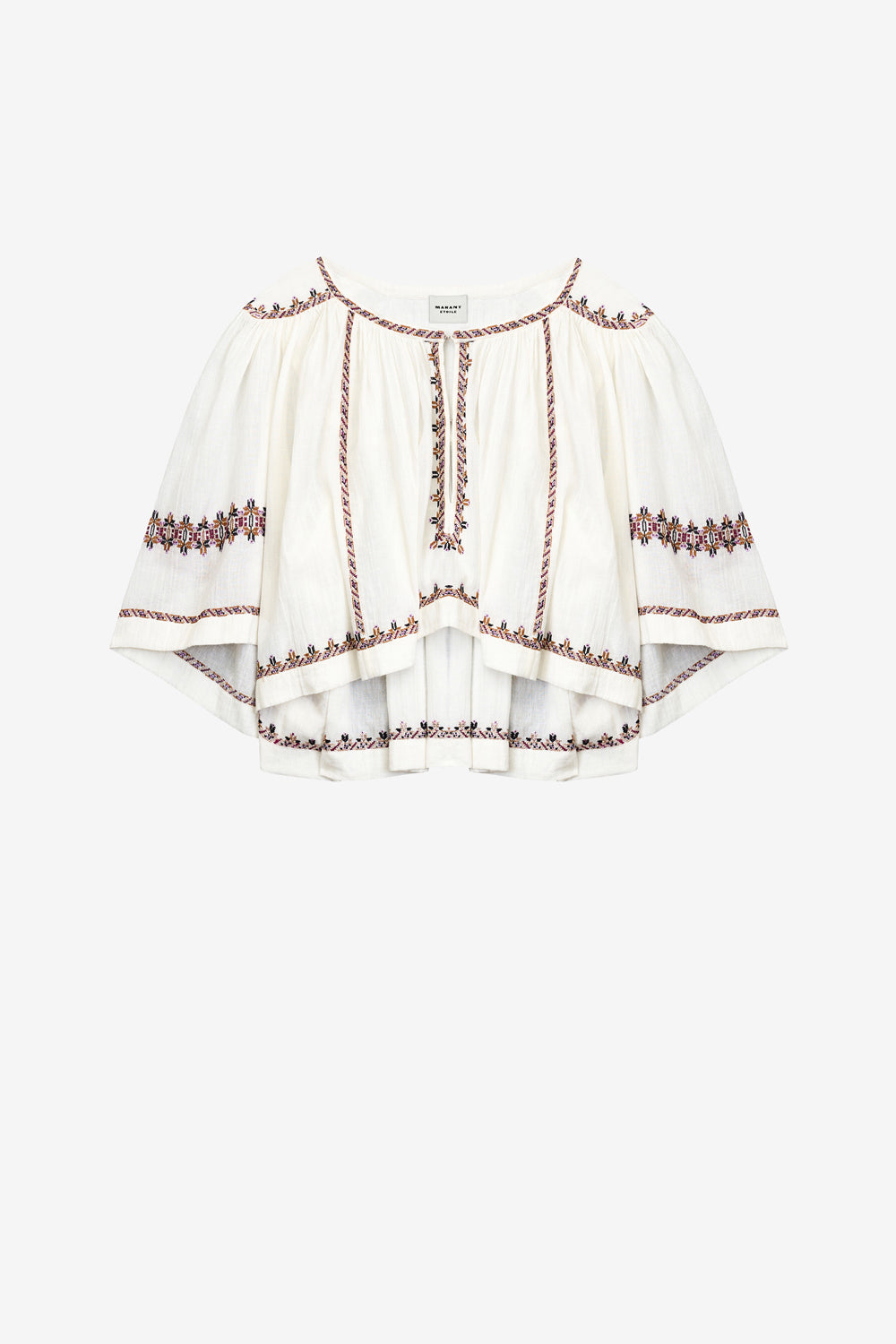 Felicity embroidered gauze top - Ecru-ochre - Woman - 1