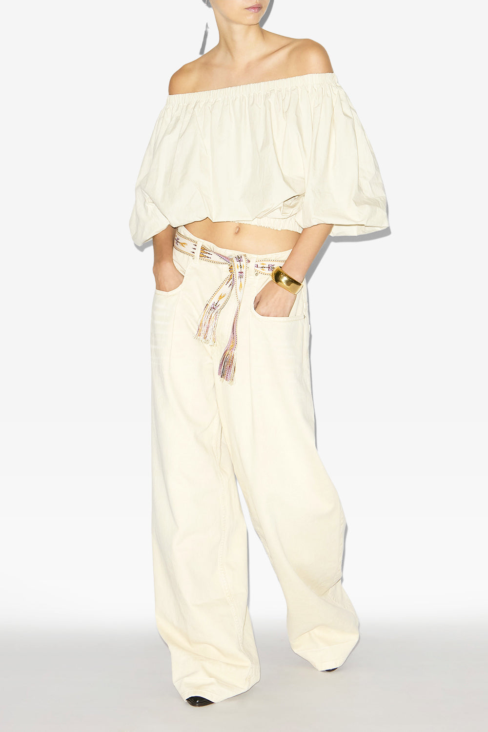 Bertille ball-shaped top in crisp cotton - Ecru - Woman - 2