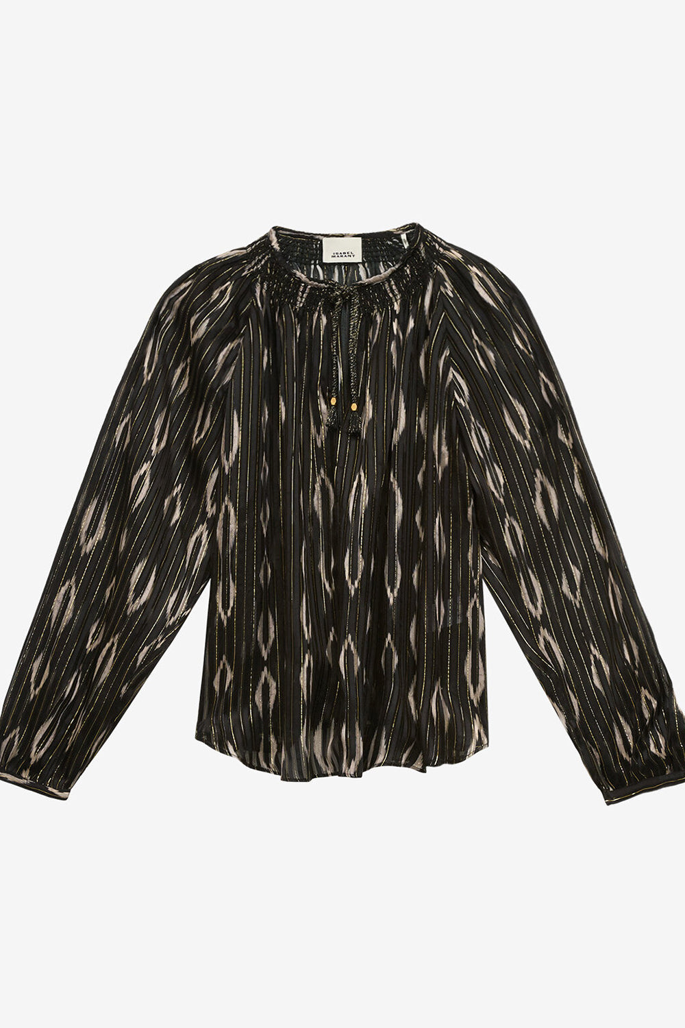 Syra graphic pattern silk blouse - Black and ecru - Woman - 1